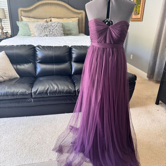 Foryoudress‎ Eggplant Tulle Gown Strapless Bridesmaid/Prom Dress-Size 6 NWT - Picture 1 of 14
